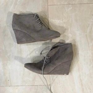 Women's Gray Wedge Ankle Boots